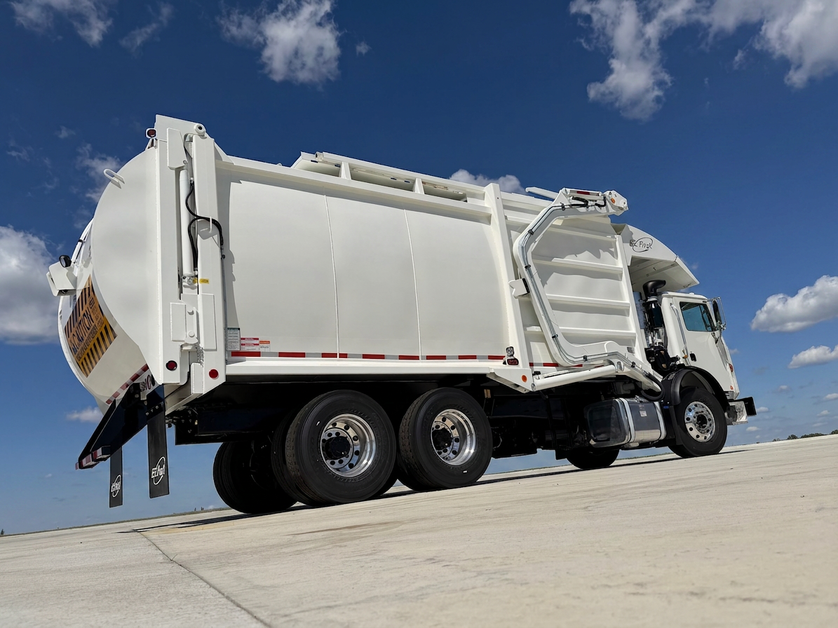 E-Z Pack Hercules commercial front-loader refuse truck